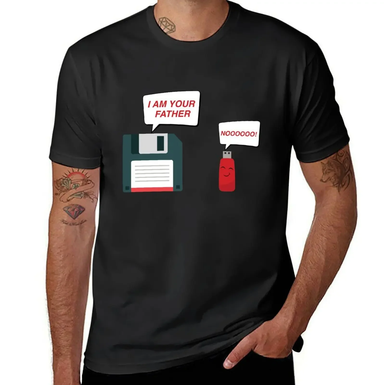 Забавная Мужская футболка большого размера с USB флоппи диском