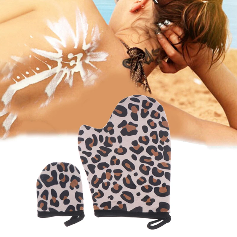 

Reusable Body Self Tan Applicator Tanning Gloves Cream Lotion Mousse Body Cleaning Glove Self Body Cleaning Glove Leopard print