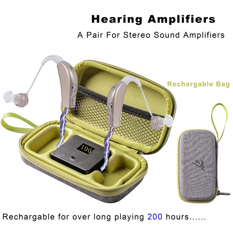 Long Standby Hearing Aid Behind The Ear Sound Amplifier Portable Left and Right Universal Rechargeable Deaf Gift