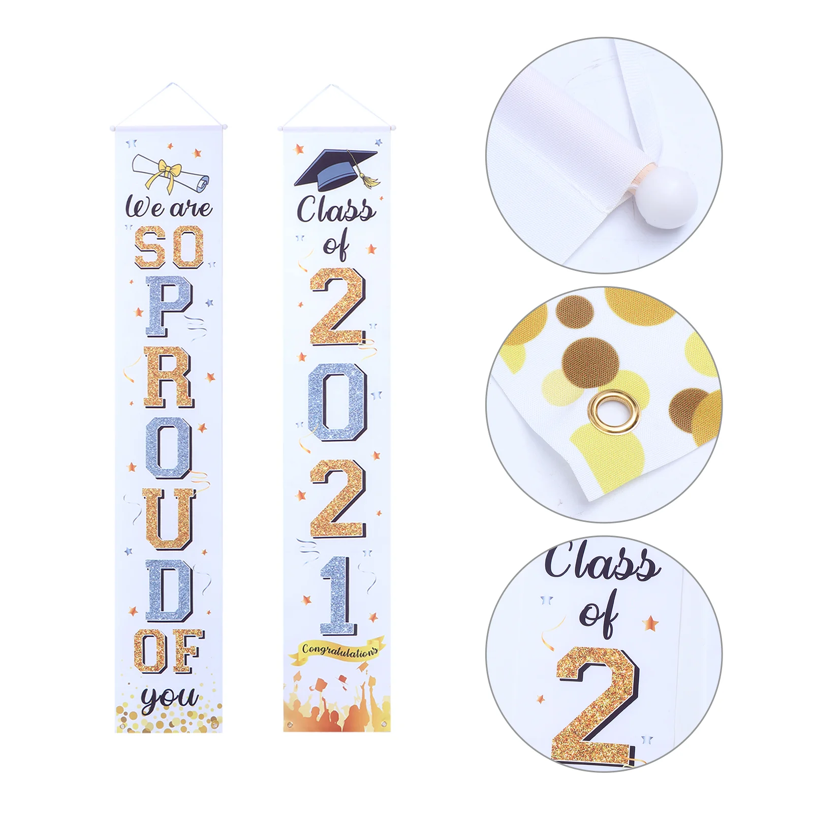 

1 Pair of Grad Couplet Graduation Theme Decorative Porch Classroom Hanging Sign Couplet