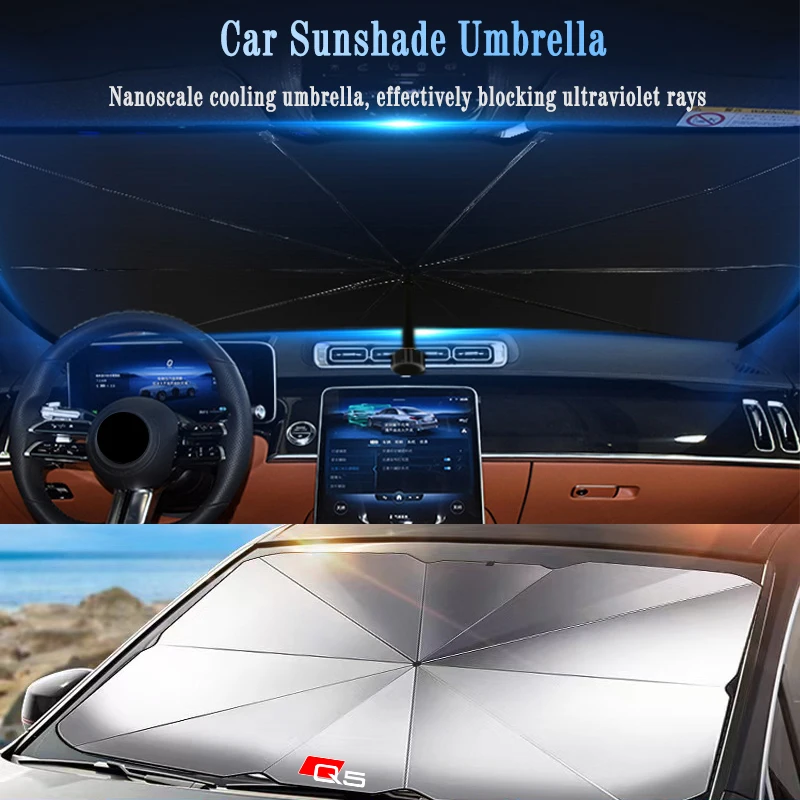 

Car Sunshade Umbrella Front Window Windshield Foldable Parasol for Audi Q5 Logo Auto Sunscreen Sun Shade Protection Accessories