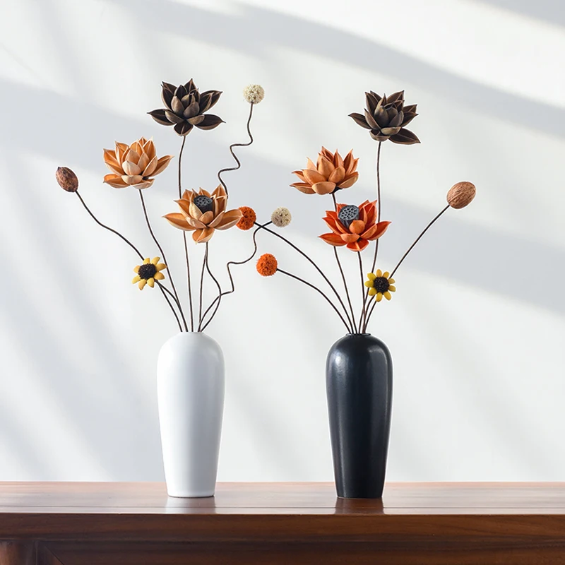 

Chinese Style Retro Zen Living Room Small Vase Ceramic Solid Color Decoration Teahouse Dining Table Arrange Flowers Luxury