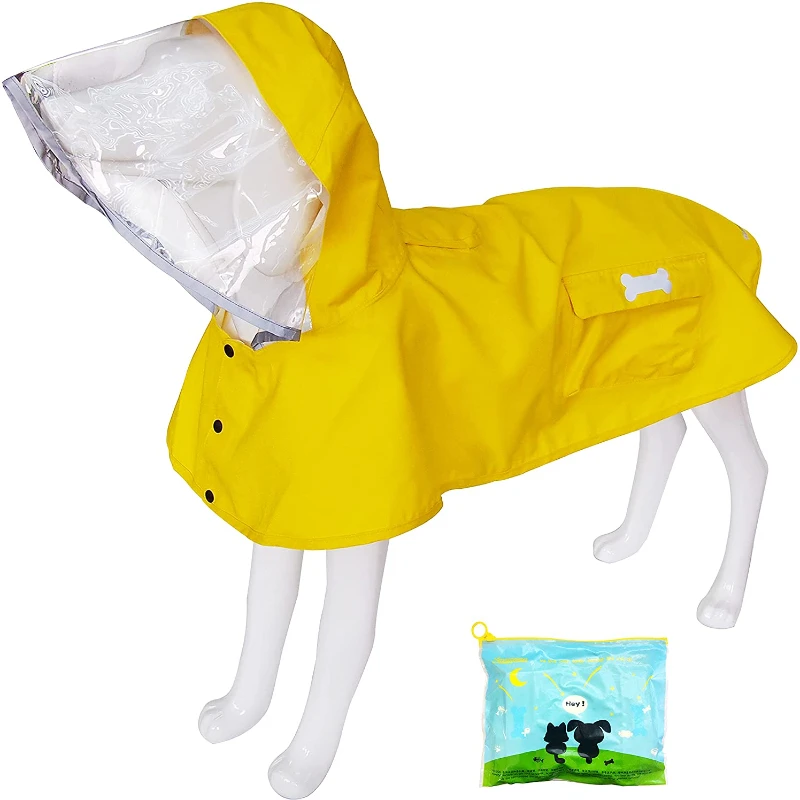 

Dog Raincoat Hooded Poncho Waterproof Adjustable Pet Raincoat with Reflective Strip Lightweight Dog Rain Jacket Suitable