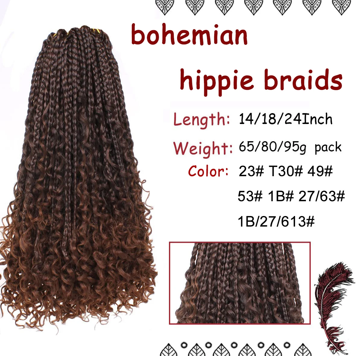 Xtrend синтетические богемные косички в стиле хиппи бохо вязаные крючком волосы с