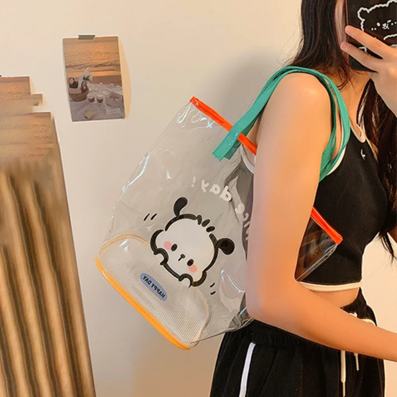 

Kawaii Sanrio Pachacco PVC Jelly Bag Cosmetic Storage Bags Girl Heart Transparent Water Proof Shoulder Handbag Exquisite Gifts