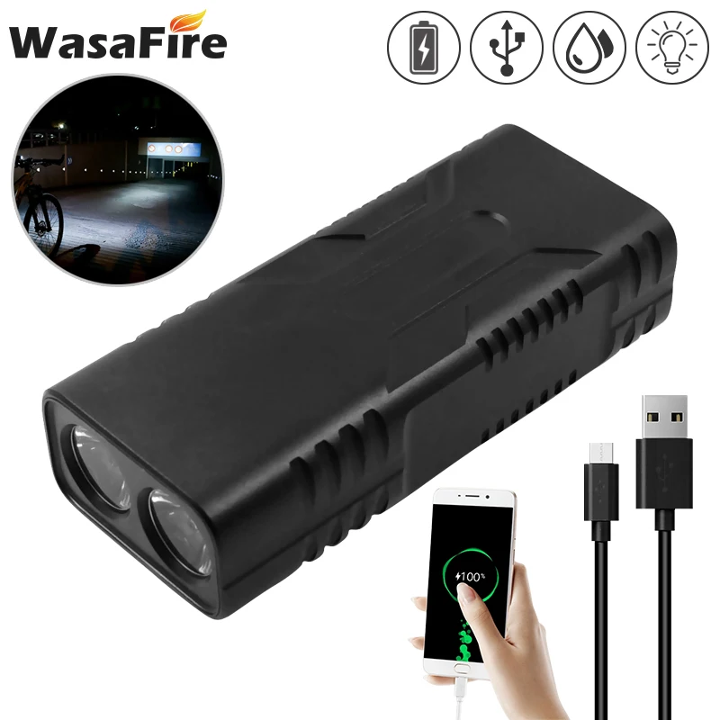 

1000LM 2 Leds MTB Bicycle Lights 9600MAH USB Rechargeable Bike Light Flashlight Outdoor Cycling Bike Accessories As Power Bank
