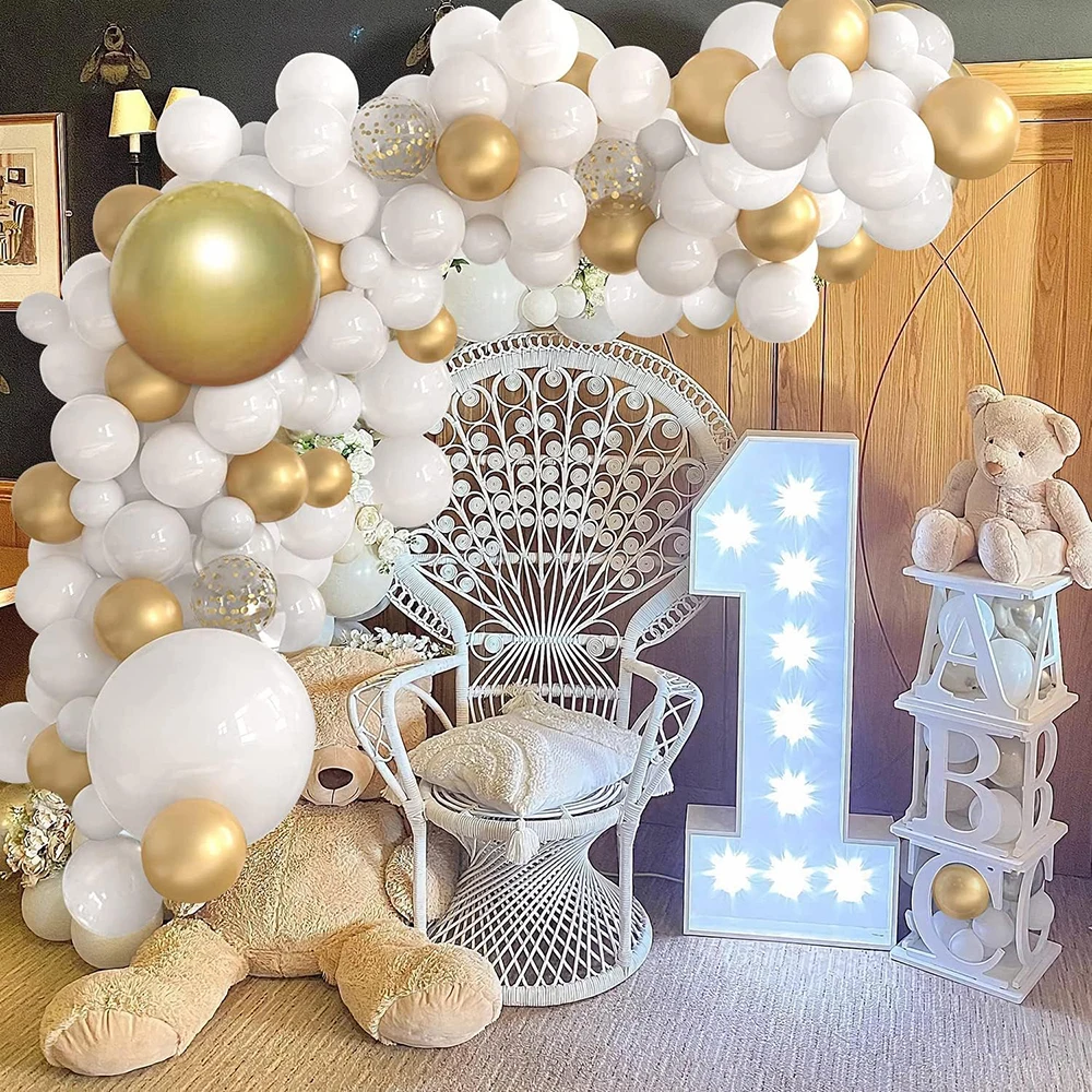 

Wedding White Balloons Garland Kit Arch Metallic Confetti Gold Balloon Anniversary Birthday Party Decorations Baby Shower Globos