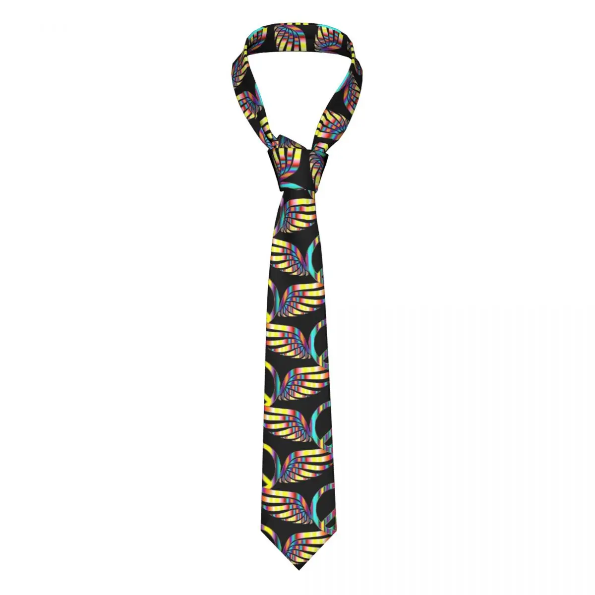 

Hippie Peace Symbol Tie Thunder Print For Man Vintage Neck Ties Accessories Blouse Wedding 8CM Cravat