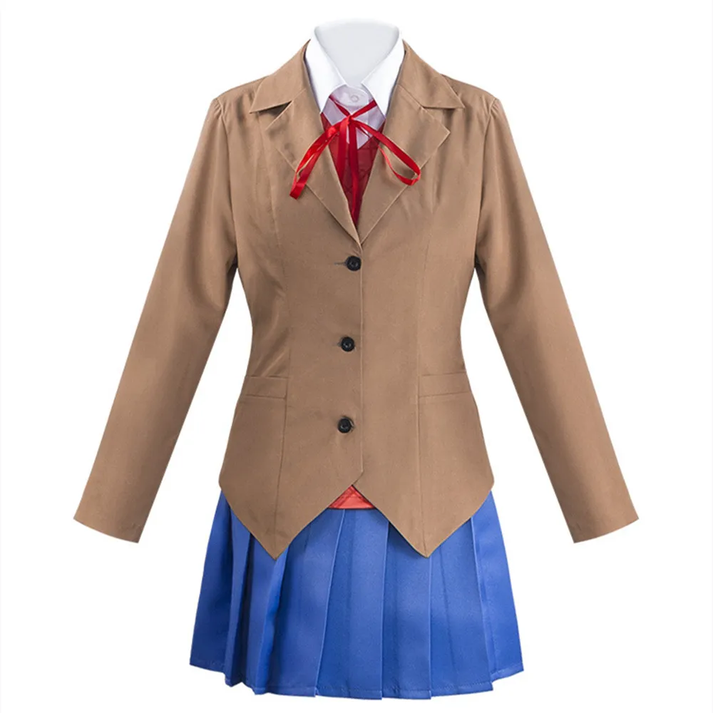 Аниме Doki Literature Club Monika Косплей Sayori Yuri Natsuki школьница женский костюм на Хэллоуин для