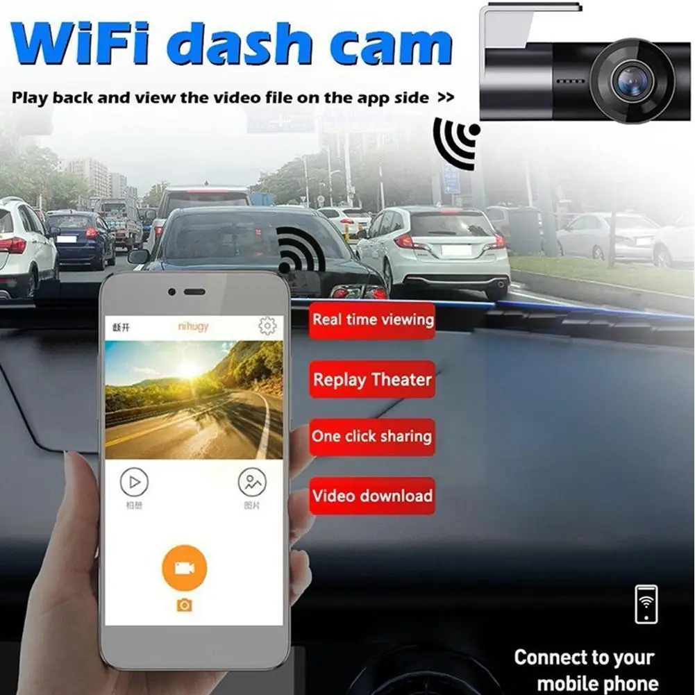 

1080p Video Recorder 170° Wide Angle Dash Cam 4k Wifi Car Recorders Camera Dvr Dashcam Recording Car Loop Night E3r6