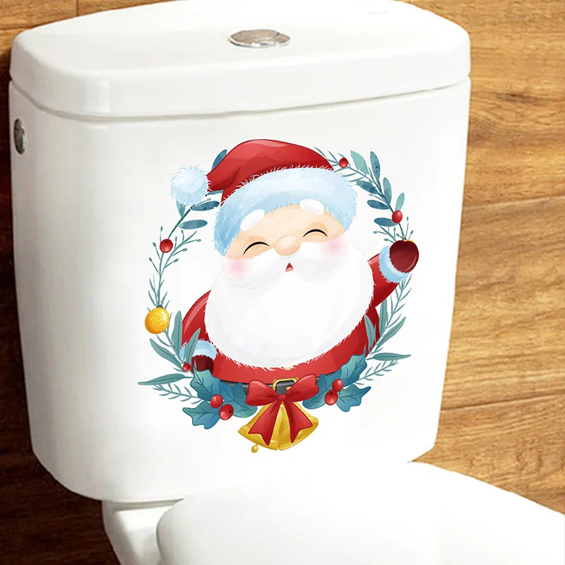 Картонные настенные наклейки с животными для Рождественского украшения 2023, декор для дома, наклейки для туалета, живые наклейки для детской комнаты, новогодний фестивальный обои.