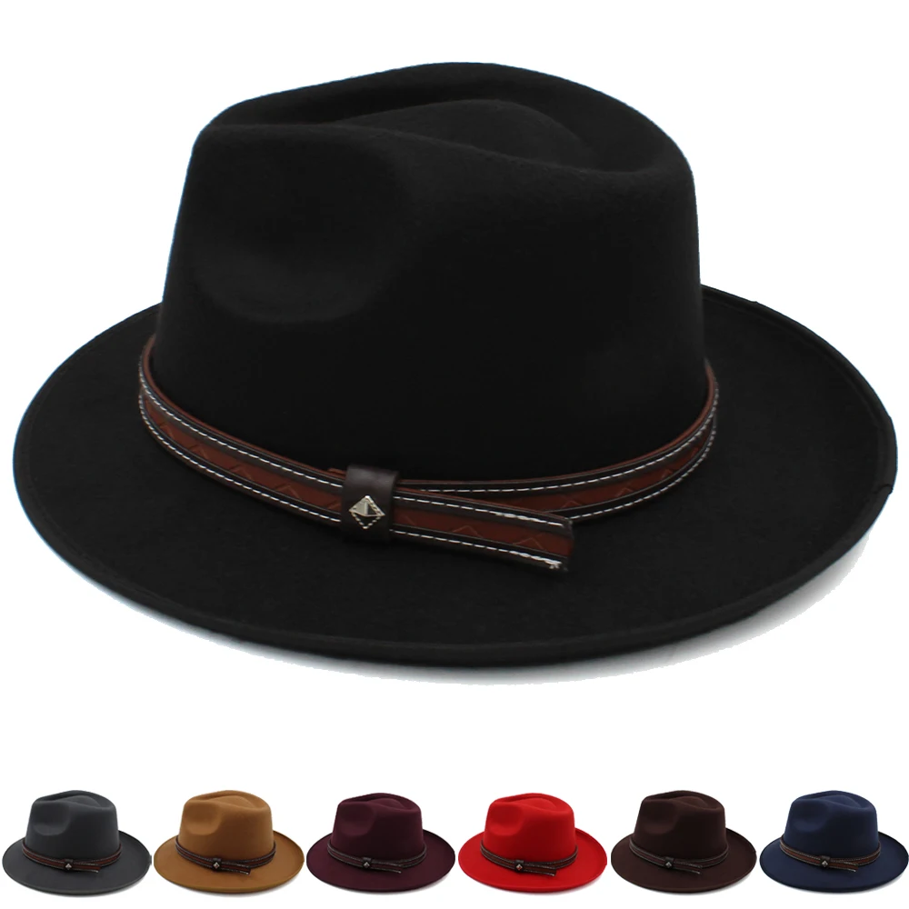 

Панама шерстяная с широкими полями для мужчин и женщин, Классическая Ретро вечерние Па от солнца, для путешествий, в уличном стиле, размеры US...