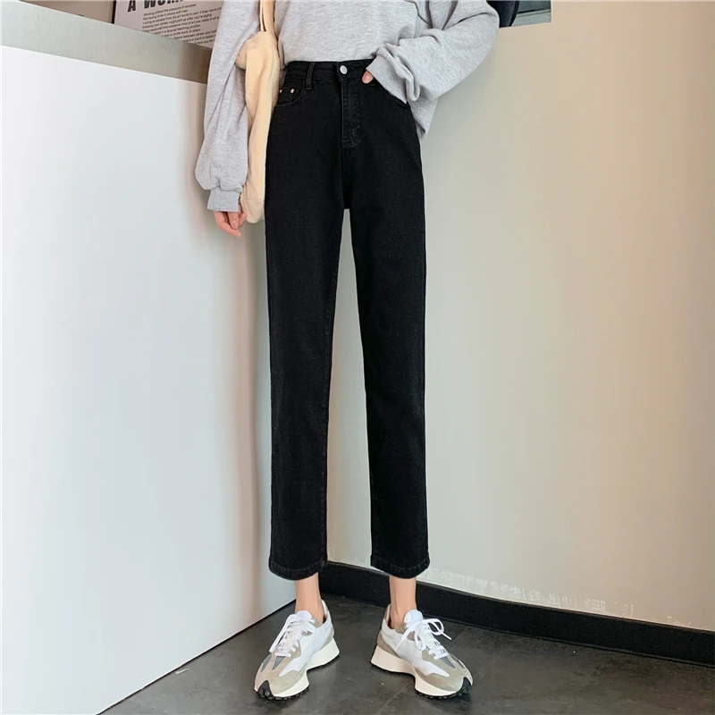 

DD3171 New high-waisted slim nine-point cigarette pipe straight jeans