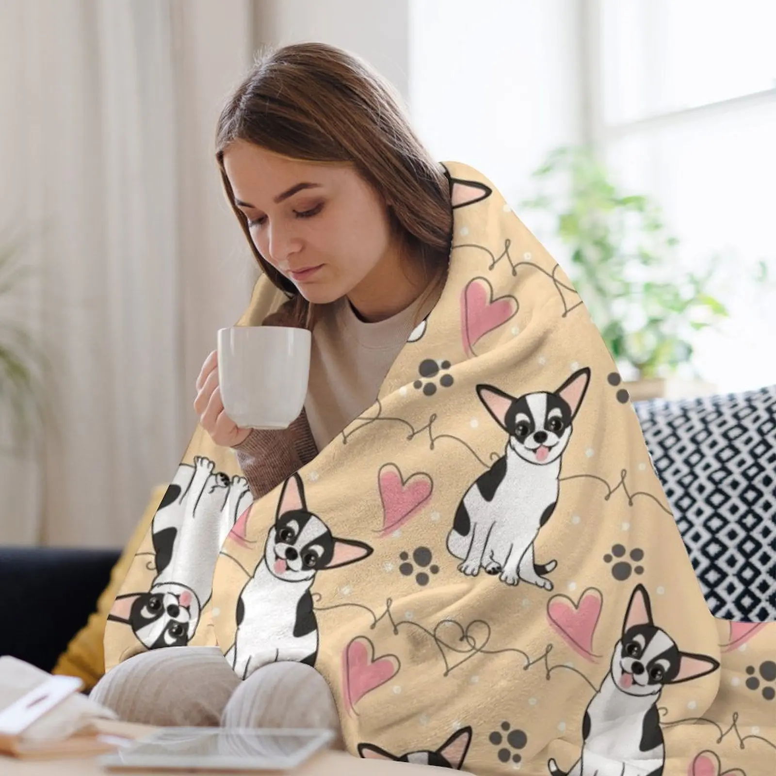 Черно-белое одеяло LOVE Chihuahua 1 декоративные диваны забавный подарок одеяла