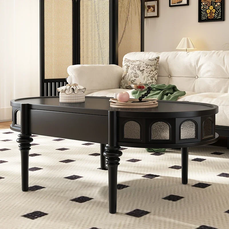 Черный журнальный столик для хранения вещей Уникальный деревянный