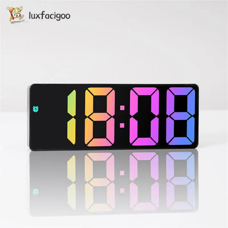 Desktop Mirror Electronic Clock Multiple Modes Digital Display Bedside