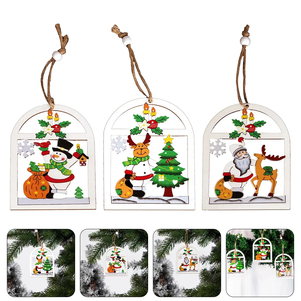 

3pcs Practical Xmas Tree Pendants Xmas Theme Design Pendants (Assorted Color)