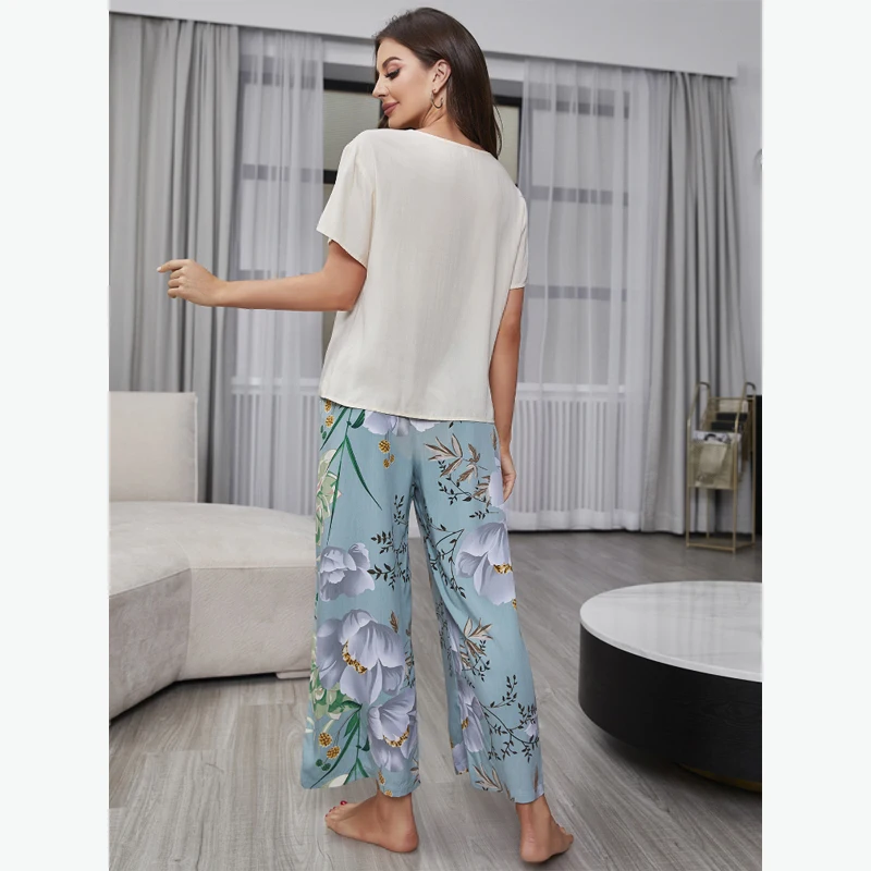 MAYMOLI Loose Pajama Pants for Women Viscose Sleepwear Shorts Comfortable Breathable Sleeping Pants Fashion Home Loungewear