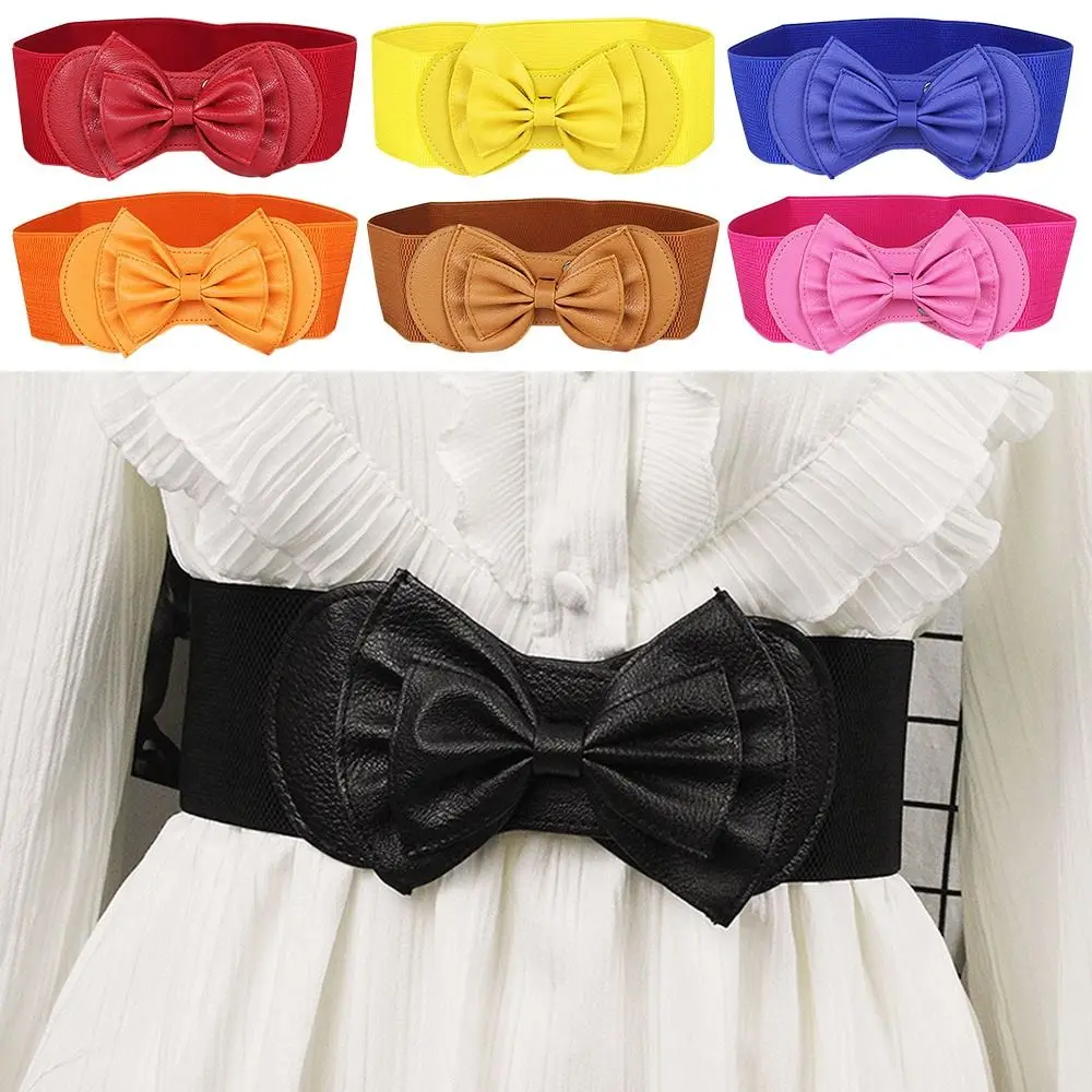 Fashion Women Bow Decoration Waist Belts Stretch Waistband Waist Strap Elastic Belts