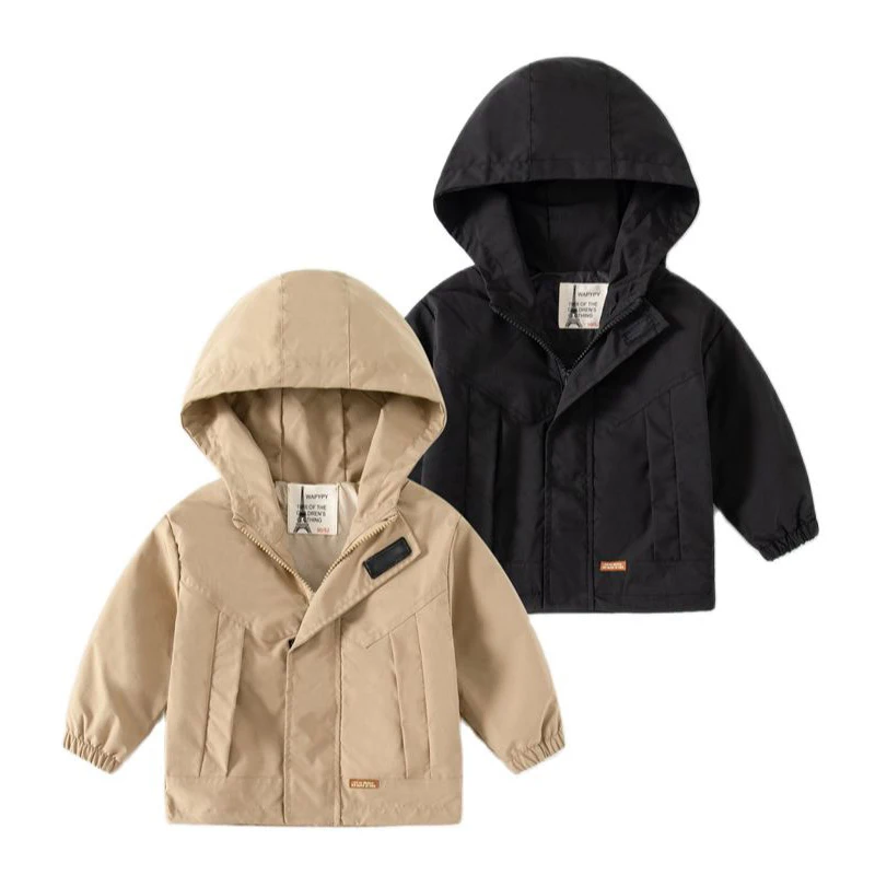 

Jacket Baby Jacket Solid Children's Windbreaker Color Boy's Autumn Hoodie Zipper Hooded
