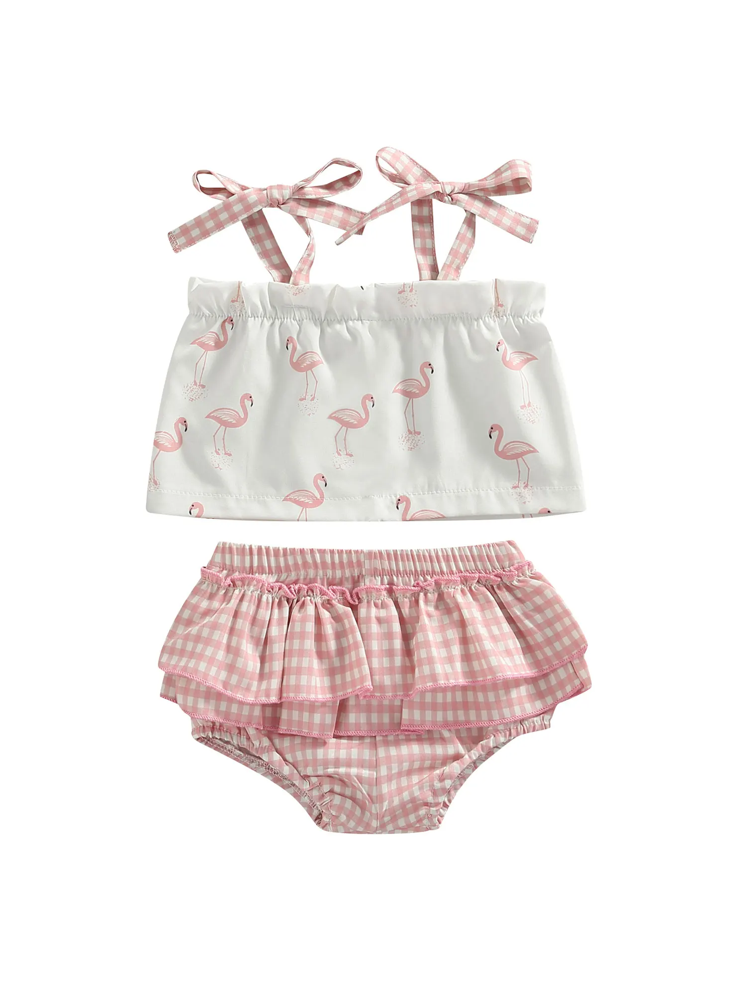 

2 шт., клетчатый костюм для девочек, с оборками