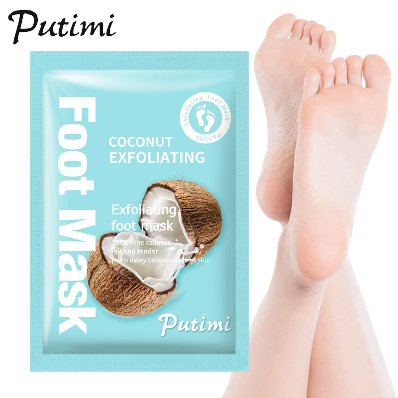 

4/6/7/8/9/10Pair Coconut Exfoliating Foot Mask Pedicure Socks Peeling Scrub Remove Dead Skin Calluses Anti Crack Heel Foot Patch