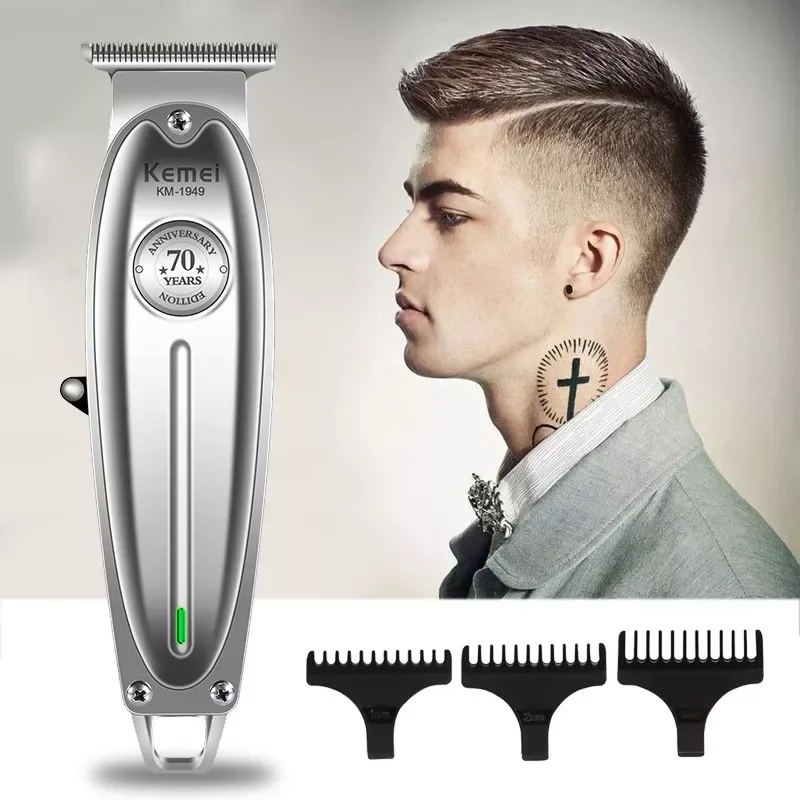 

NEW All-Metal Hair Clipper Powerful Silver KM-1949 Hair Cutting Machine Trimmer Men Cordless Clipper Salon Barber