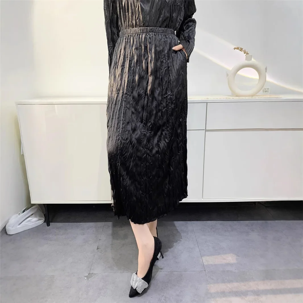 Плиссированная юбка новинка весны и лета 2025 удобная повседневная средней длины