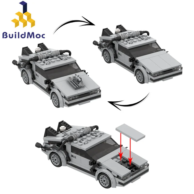 

MOC-23436 Buildmoc Technical Car Deloreaning Back To the Future Time Machine Speed Champion Mini Model Building Blocks Toys Gift