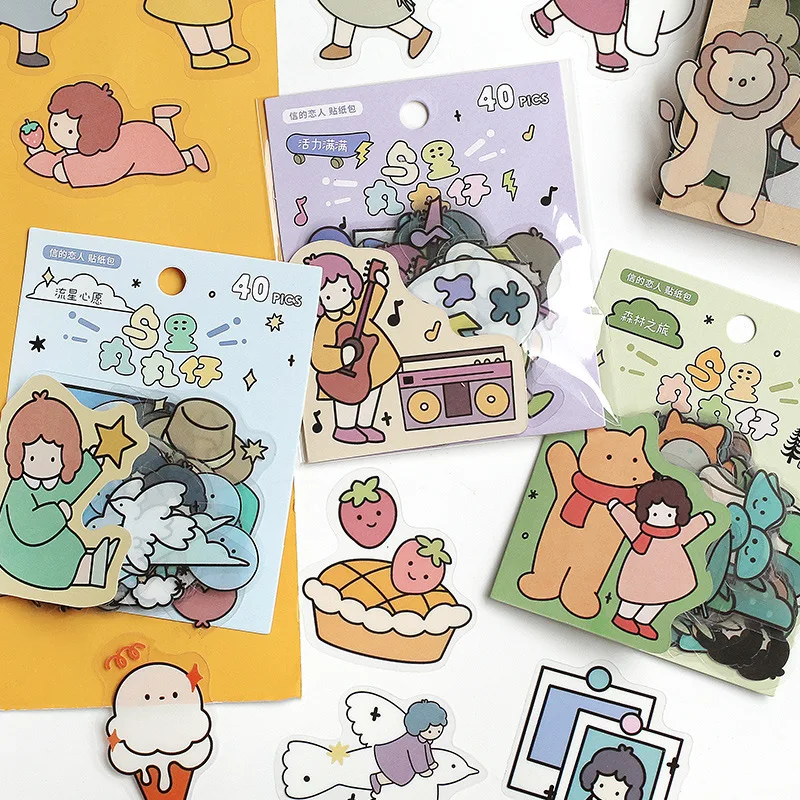 

40pcs Kawaii cartoon girl daily life Decorative PVC Stickers Scrapbooking Label Diary Stationery Phone Art Craft Journal Planner