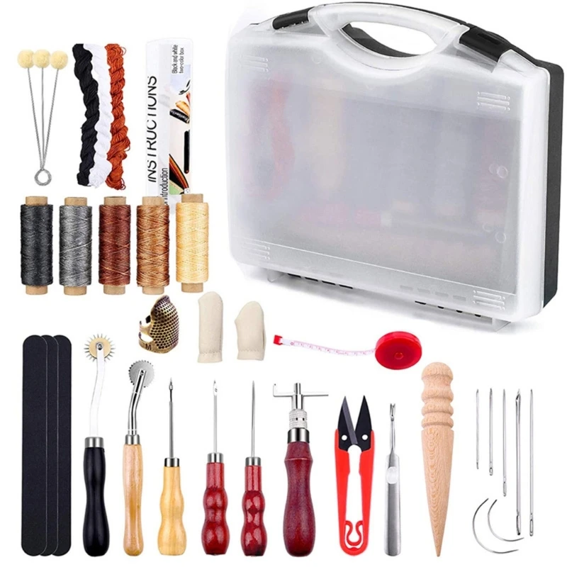 

Leather Stitching Pouch Kit Hole Punch Stitching Needle Leather Sewing Tools G6KA