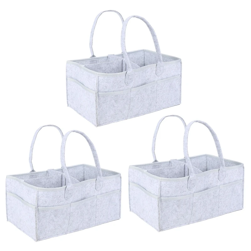 

3X Baby Diaper Caddy Organizer Portable Holder Bag For Changing Table And Car, Nursery Essentials Storage Bins