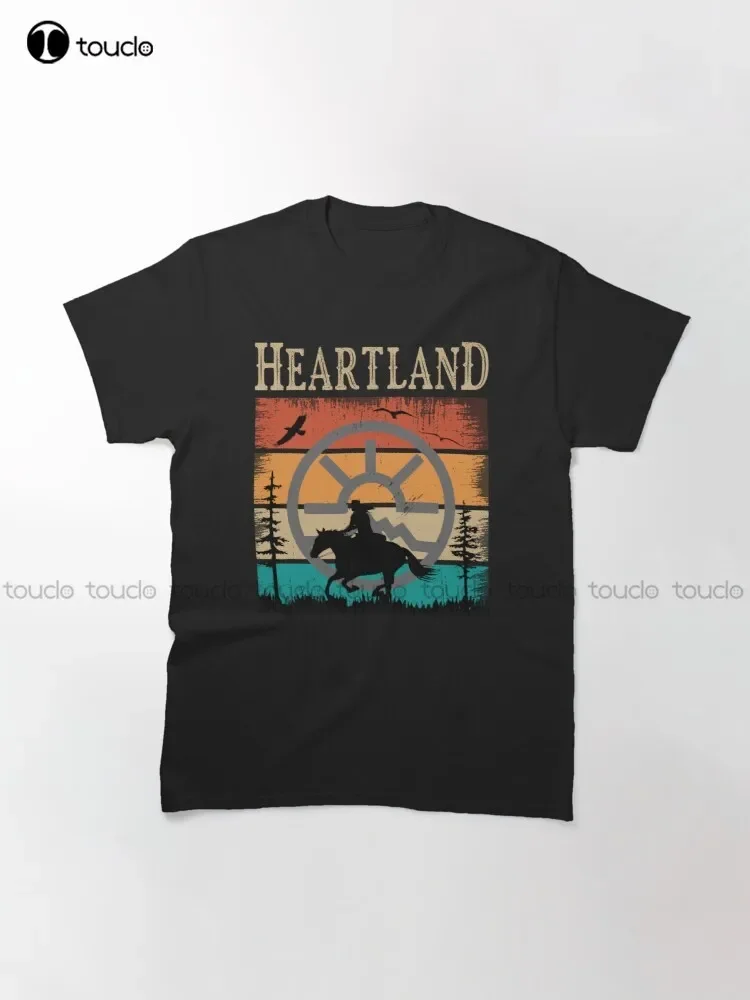 Heartland Ranch Sunset Ретро Винтаж Любители лошадей Владелец Трендовая футболка Футболки