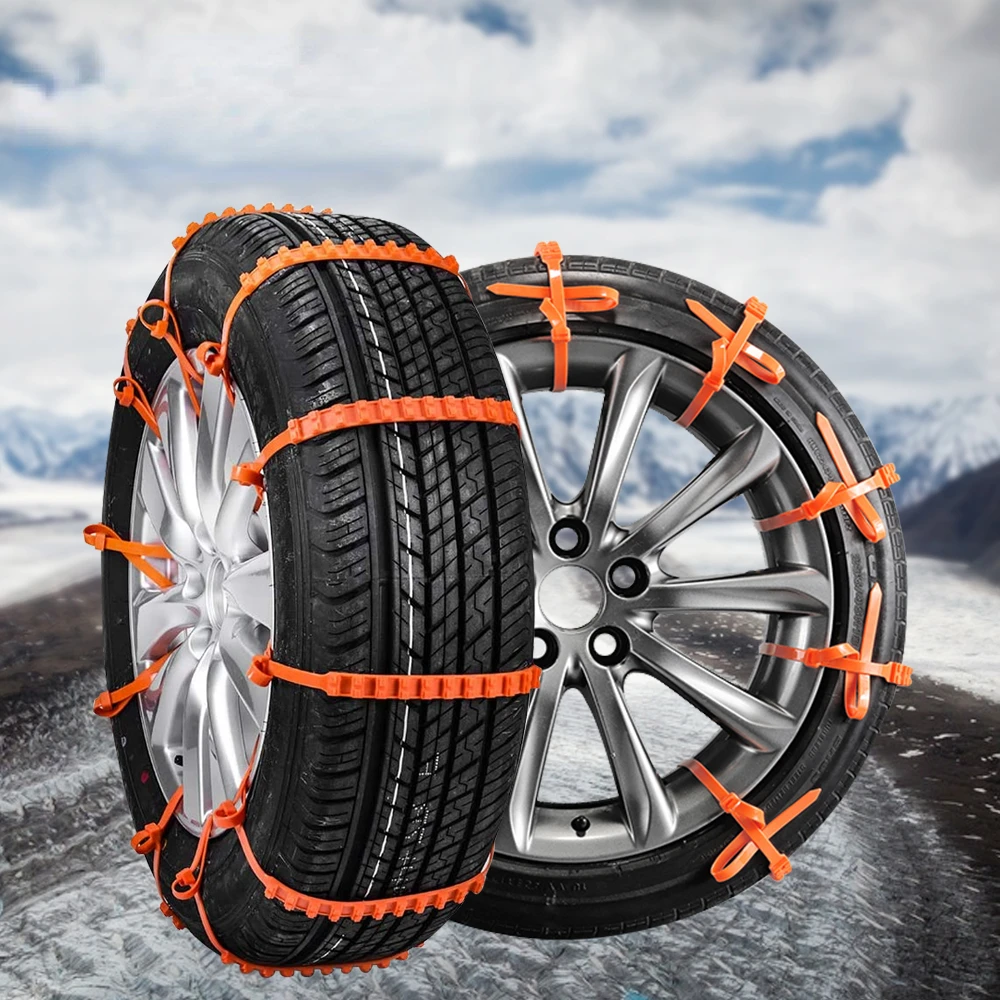 Winter Snow Tire Chains Kit Universal Emergency Anti-Skid Tyres Wheels Rubber Nylon Belts Set for Mud Road