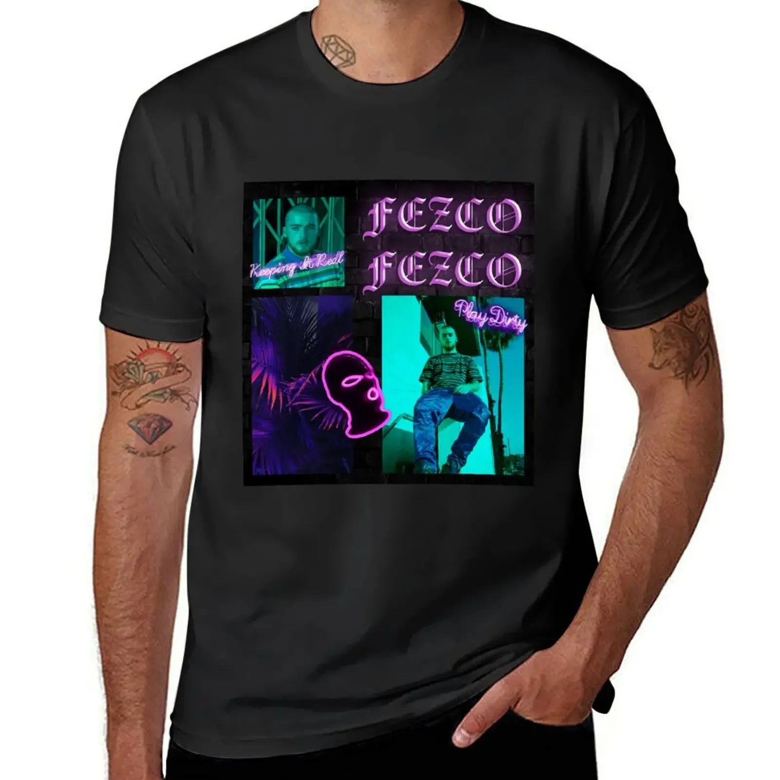 Неоновая футболка Fezco X с рисунком хлопковые футболки роскошная мужская одежда