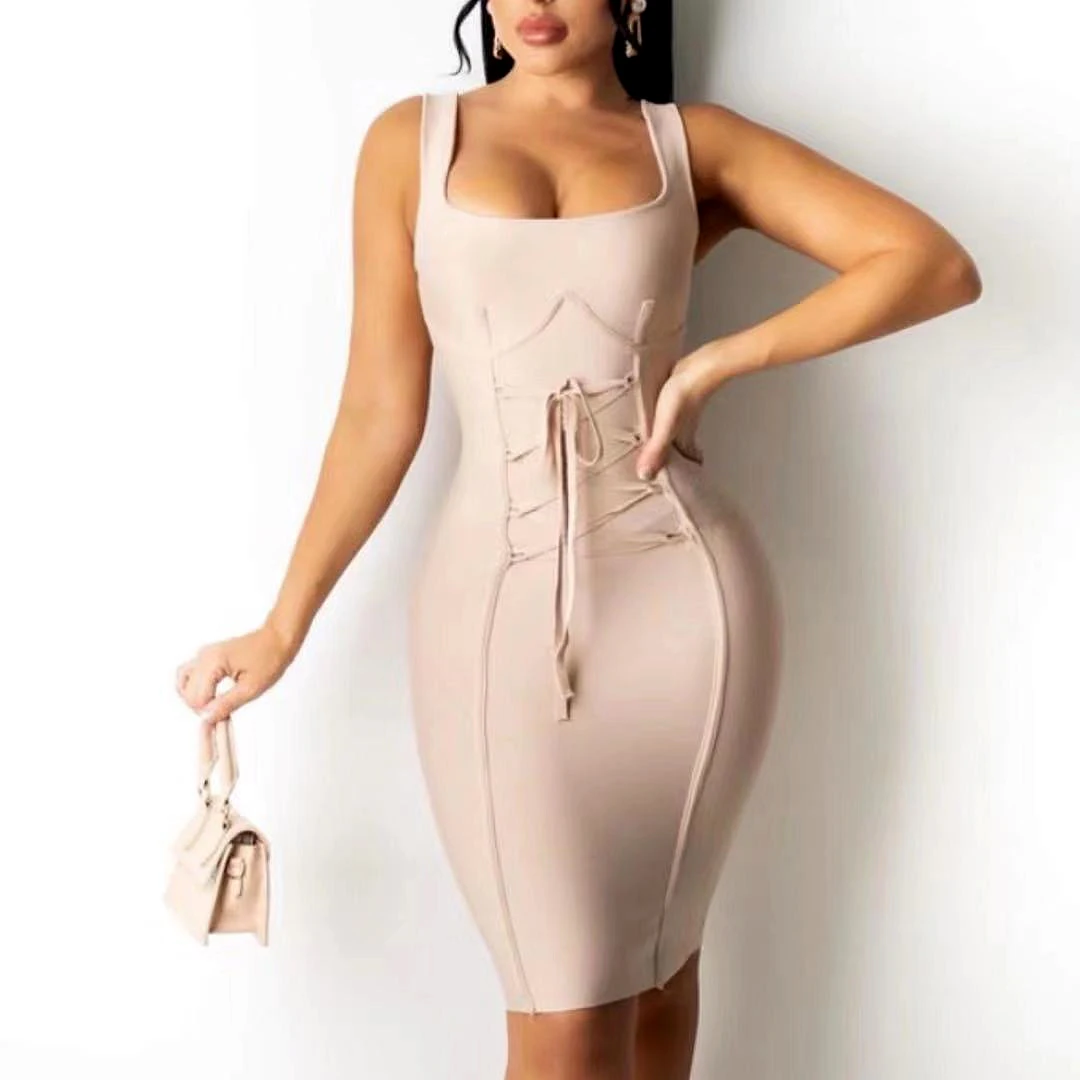 

Сексуальное женское платье без рукавов 2022, летнее Бандажное платье на завязках, офисные женские вечерние платья, мини-платье