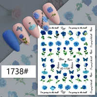 colorful rose nail stickers nail art decoration elegant lucky clover sticker nail decals nails art accessories sliders for nails