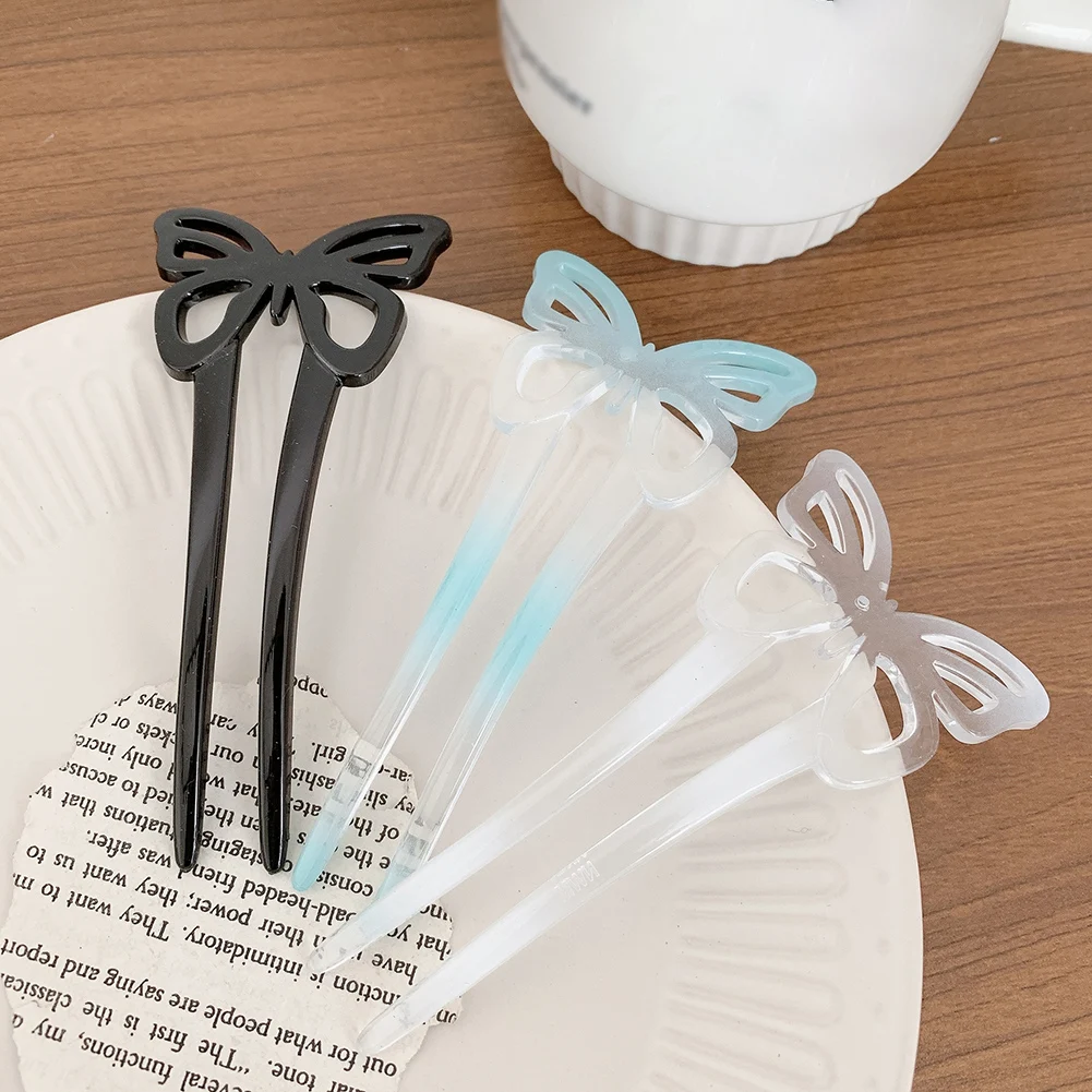 

Vintage Butterfly Hair Sticks Bun Hairpins Simple Gradient U-Shape Hollow Hair Fork Clips for Women Styling Tool Accessories