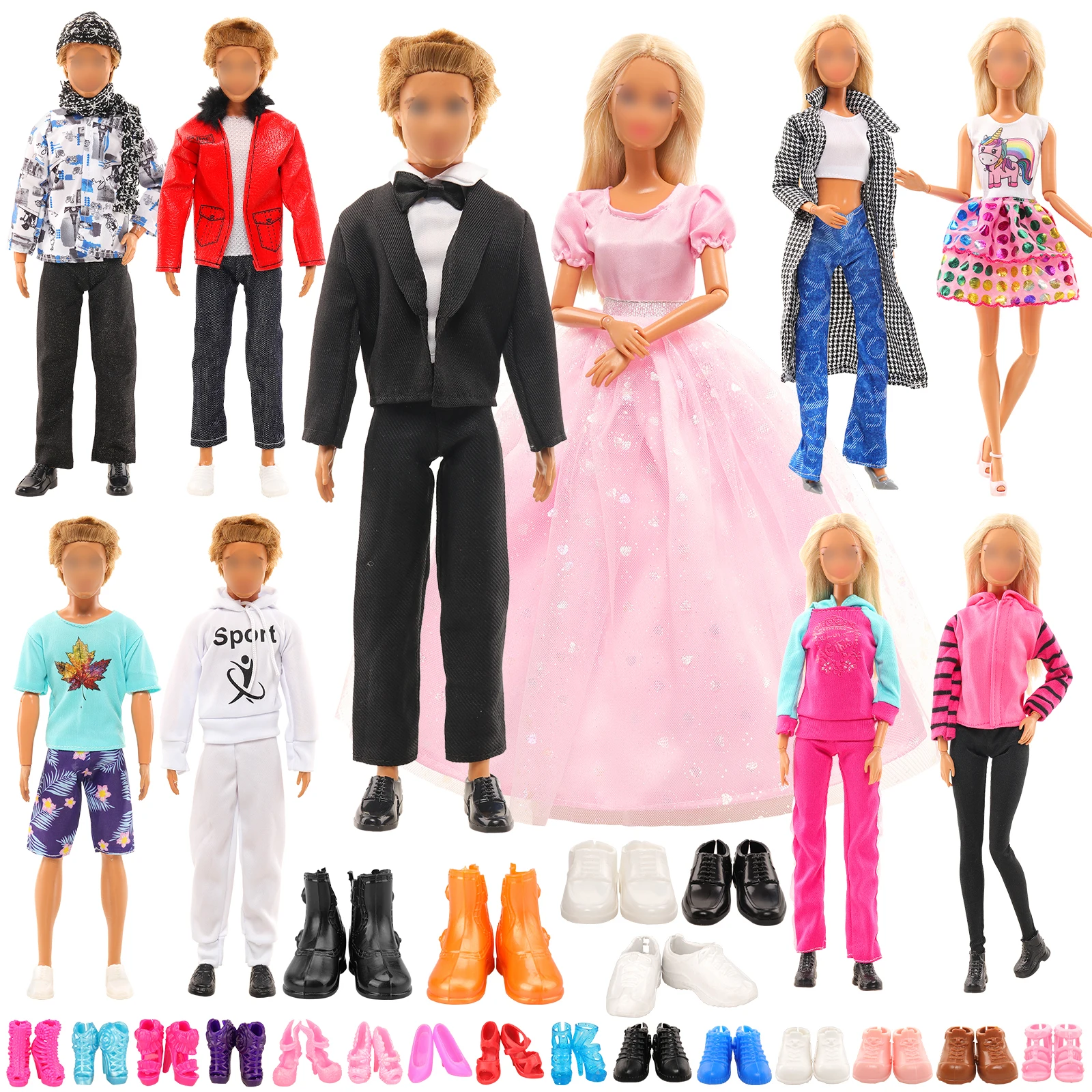 +5 Sets Girl Doll Clothes 10 Shoes Accessories For 11.5 Inch Doll Gift 3 To 8 Years Old