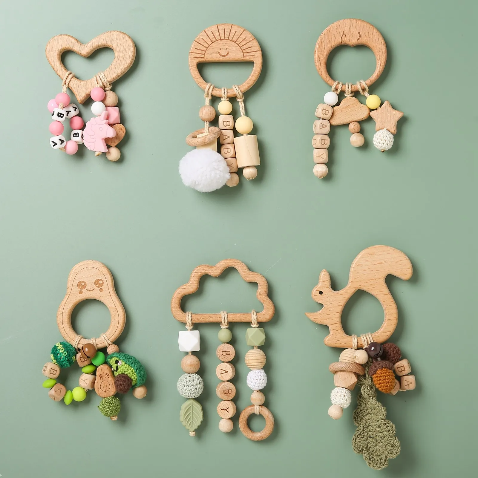 

Baby Teether Wooden Rodent Animal Clouds Pendant For Newborn Personalised Name Baby Health Items Nurse Accessories Gifts Toys