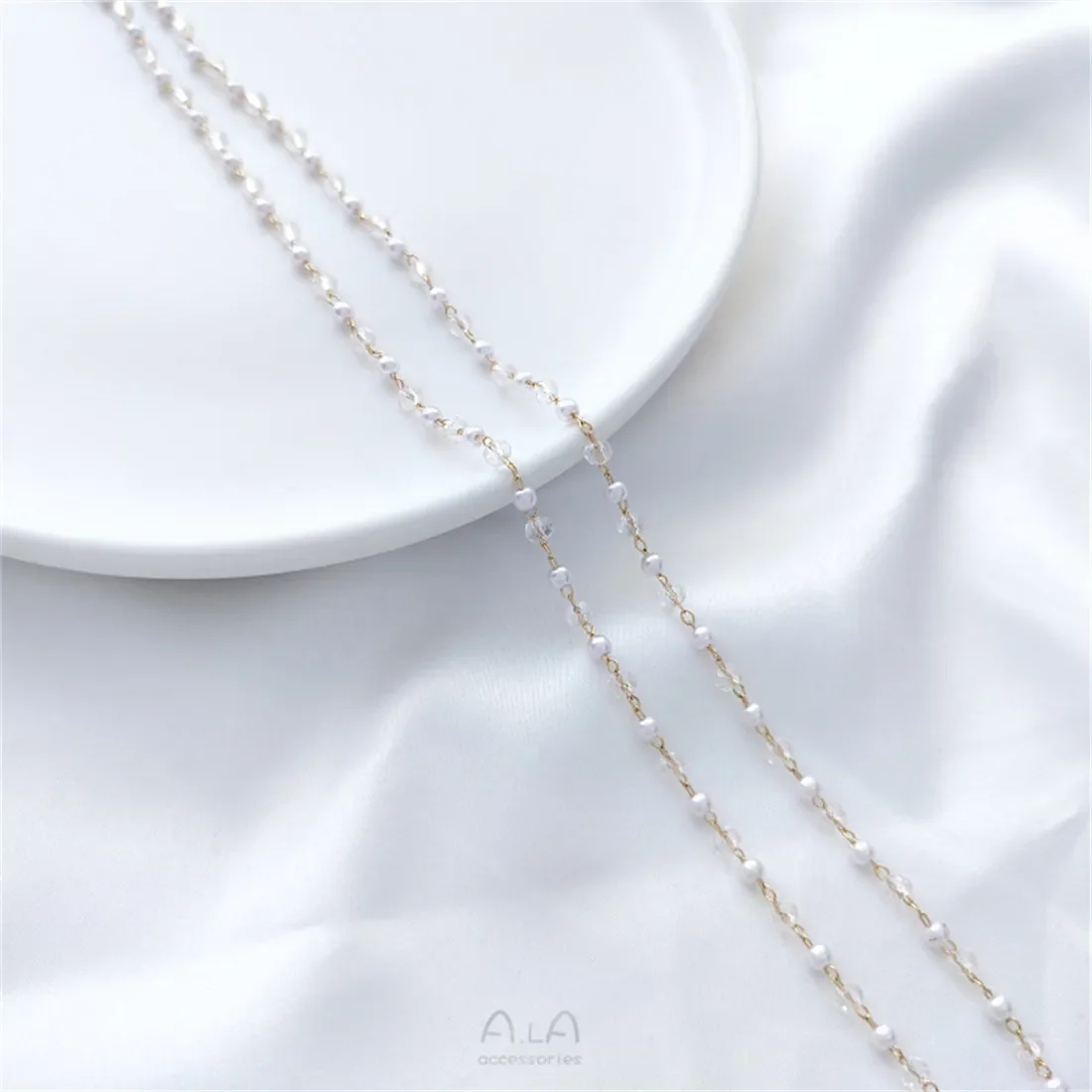 Искусственный жемчуг из 14-каратного золота золотые бусины хрустальные цепочки
