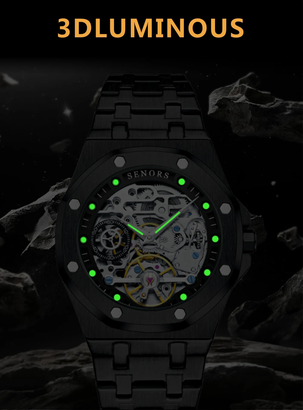 Часы наручные мужские автоматические модные механические водонепроницаемые с