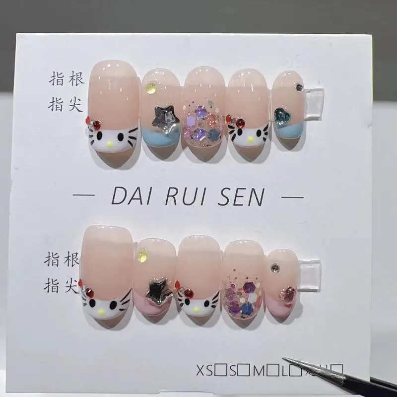 

Nail Enhancement Cute Cartoon Hellokittys Flash Drill DIY Nail Enhancement Handmade Nail Patch Reusable Nail Patches