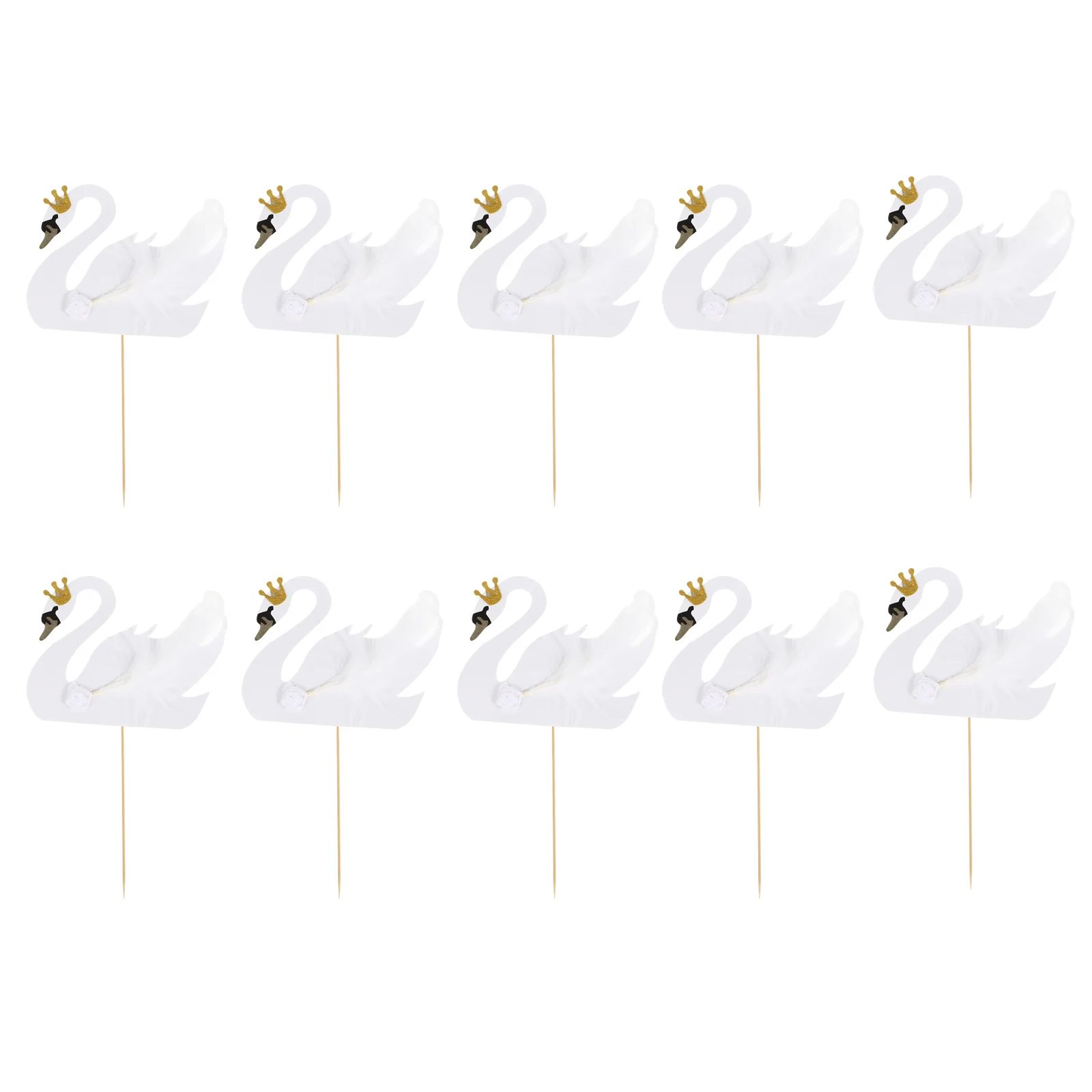 

10PCS swan cupcake toppers birthday party cake topper wrappers- Cake Topper Swan Elegant Cupcake Picks Dessert- Topper Insert