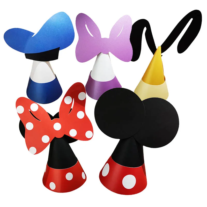 

Disposable Tableware Disney Cartoon Mickey Minnie Birthday Party Paper Hat Baby Shower Decoration Party Supplies Children Gifts