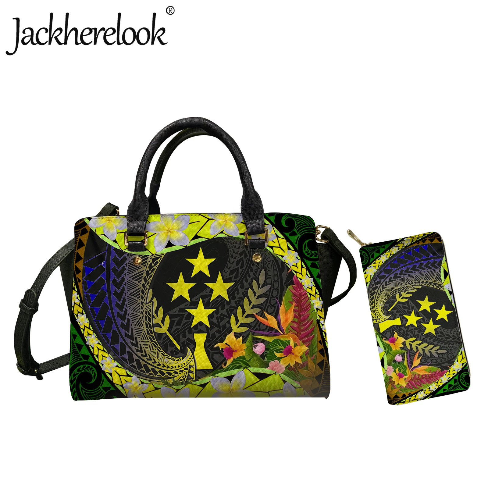

Jackherelook 2022 горячая Распродажа Женская 2 шт./компл. сумка с кошельком Kosrae полинезийская Плюмерия регги сумка через плечо с принтом для женщин