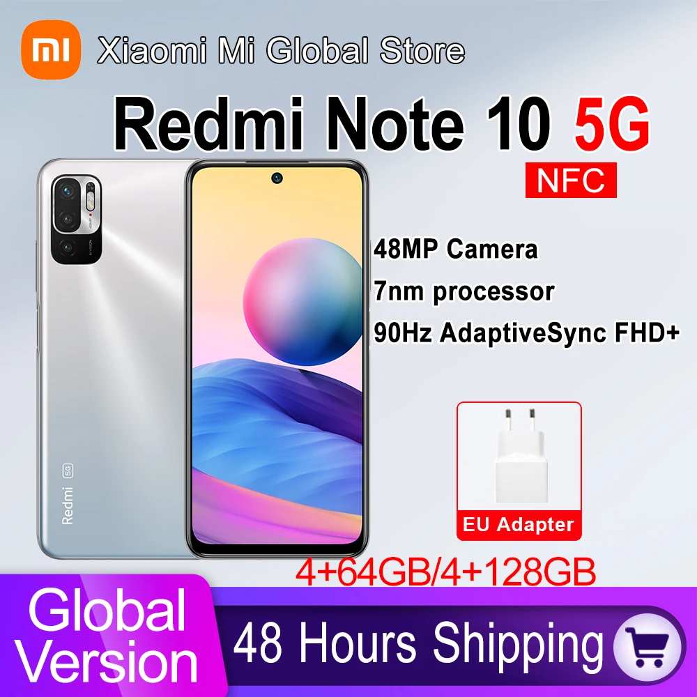 global version redmi note 10 5g 4gb ram 128gb rom smartphone dimensity 700 octa core 48mp camera 5000mah nfc mobile phone note10 free global shipping