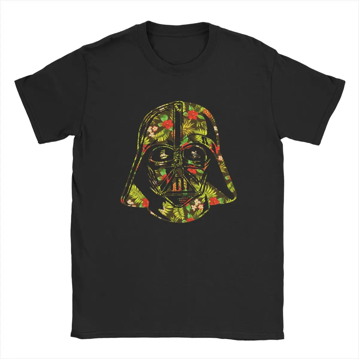 Tropical Vader Helmet Star Wars Men's T Shirt Disney Funny Tees Short Sleeve Crew Neck T-Shirt Cotton Summer Clothes