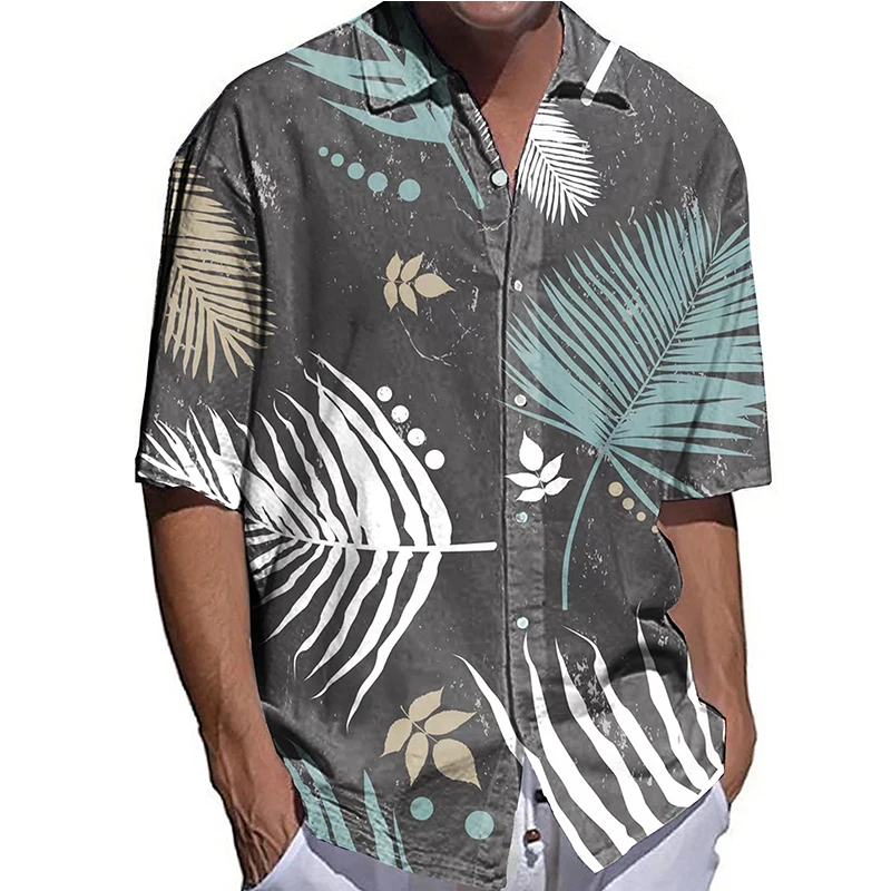Summer Hawaii Beach Shirts Men Coconut Tree Shirt Casual Floral Shirt Slim Flower Shirts Men's Breathable Blouse Tops Streetwear