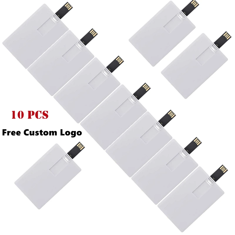 

10PCS/LOT White Plastic Credit Card / Card Custom Design Logo Business Usb Flash Pen Drive Stick 4GB 8GB 16GB 32GB Wedding Gift